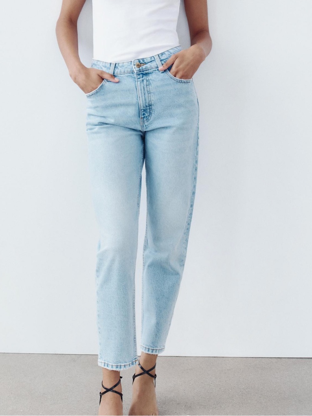 Zara Light Blue High-Rise Straight Jeans